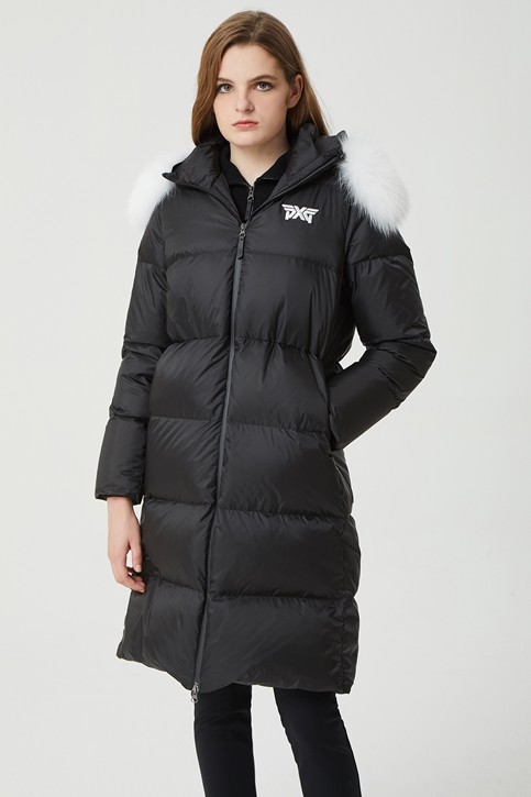 WOMEN WINTER FOX FUR HOOD LONG DOWN JUMPER