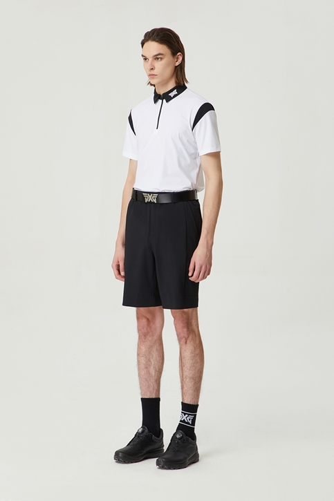 SUMMER PERFORATED COLLAR SHORT SLEEVE T-SHIRT