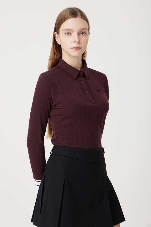 WOMEN TEXTURED COLLAR LONG-SLEEVE
