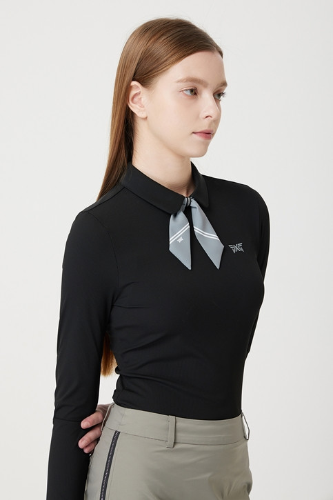 WOMEN SCARF COLLAR LONG-SLEEVE