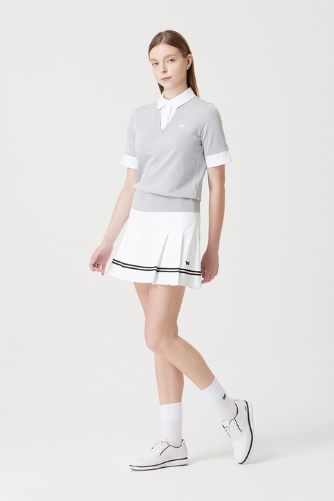 WOMENS PERFORATION PLEATED SKIRT