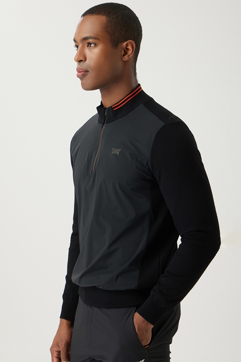 HALF ZIP-UP HYBRID KNIT