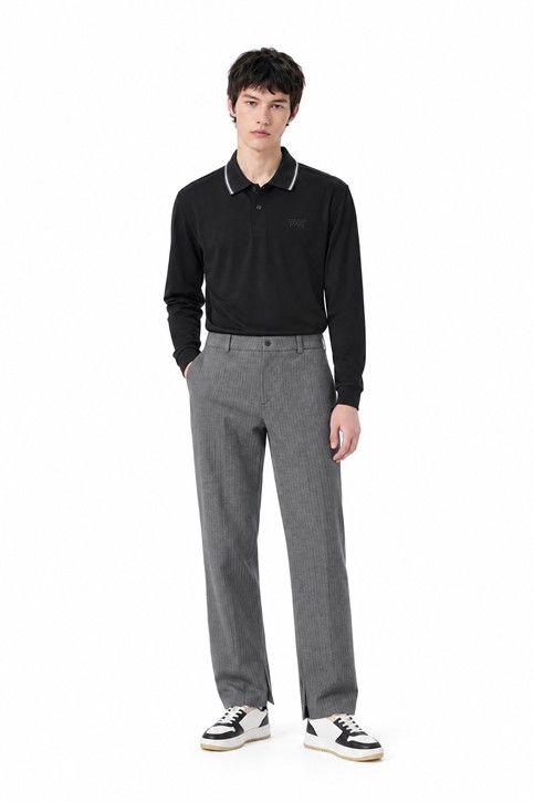MEN KNITTED NECK COLLAR LONG SLEEVE PKFPM210921 BLACK 상품 이미지 3