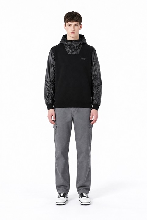 MEN HYBRID HOODED SWEATER PKFPM410921 BLACK 상품 이미지 3