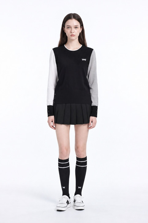 WOMEN TEXTURE MIX SWEATER PKFPW410421 BLACK 상품 이미지 3