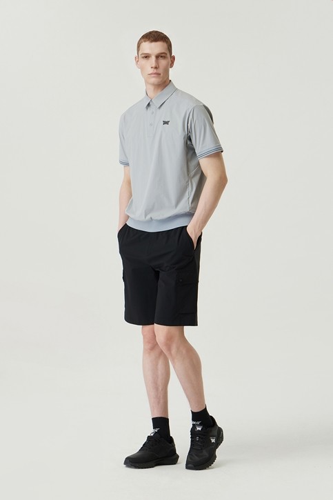 MEN WOVEN LOOSE FIT COLLAR SHORT SLEEVE