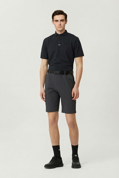 MEN NEW TEXTURED COLLAR SHORT SLEEVE