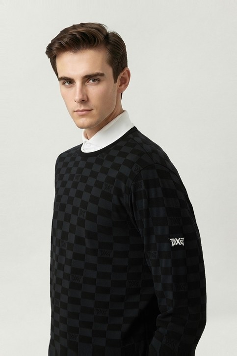 MEN JACQUARD ROUND NECK SWEATER