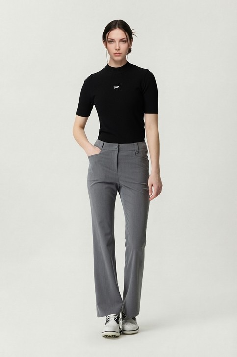 WOMEN SHORT SLEEVE MOCK NECK SWEATER