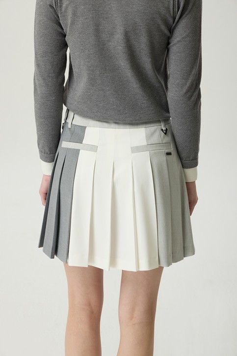WOMEN TRICOLOR PLEATED SKIRTS