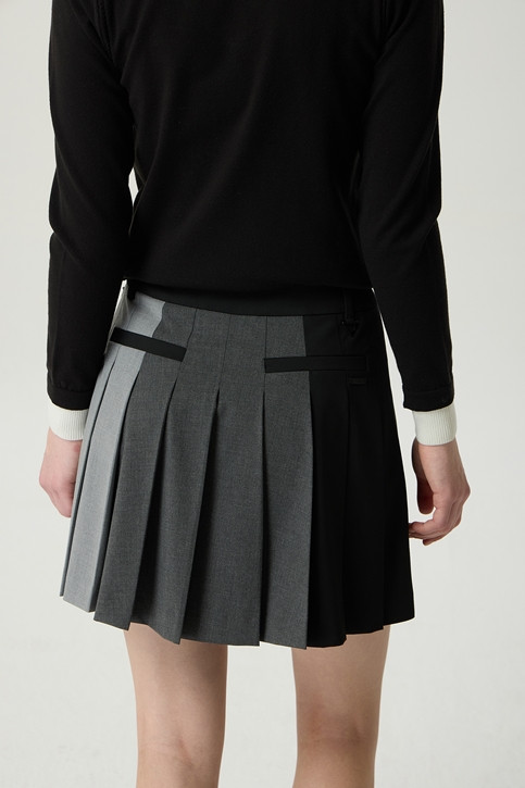 WOMEN TRICOLOR PLEATED SKIRTS