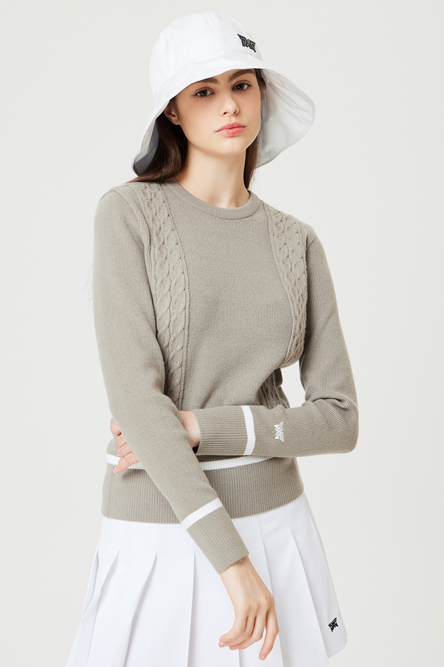 WOMEN CABLE MIXED SWEATER