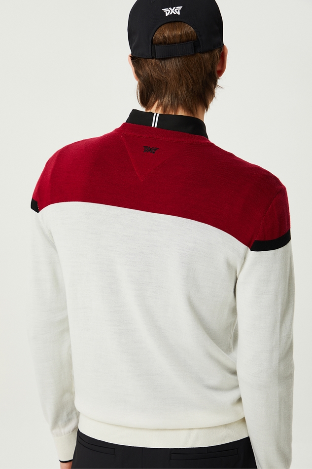 COLOR BLOCKED ROUND PULLOVER KNIT