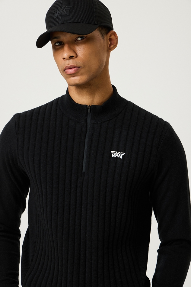 WINTER TEXTURED PADDING HALF-ZIP SWEATER