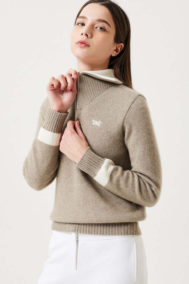 WOMEN WINTER WINDPROOF HALF ZIP-UP SWEATER