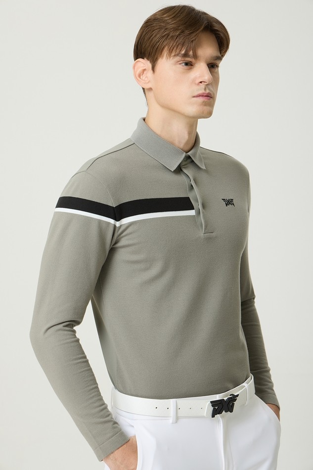 KNIT HYBRID COLLAR LONG-SLEEVE