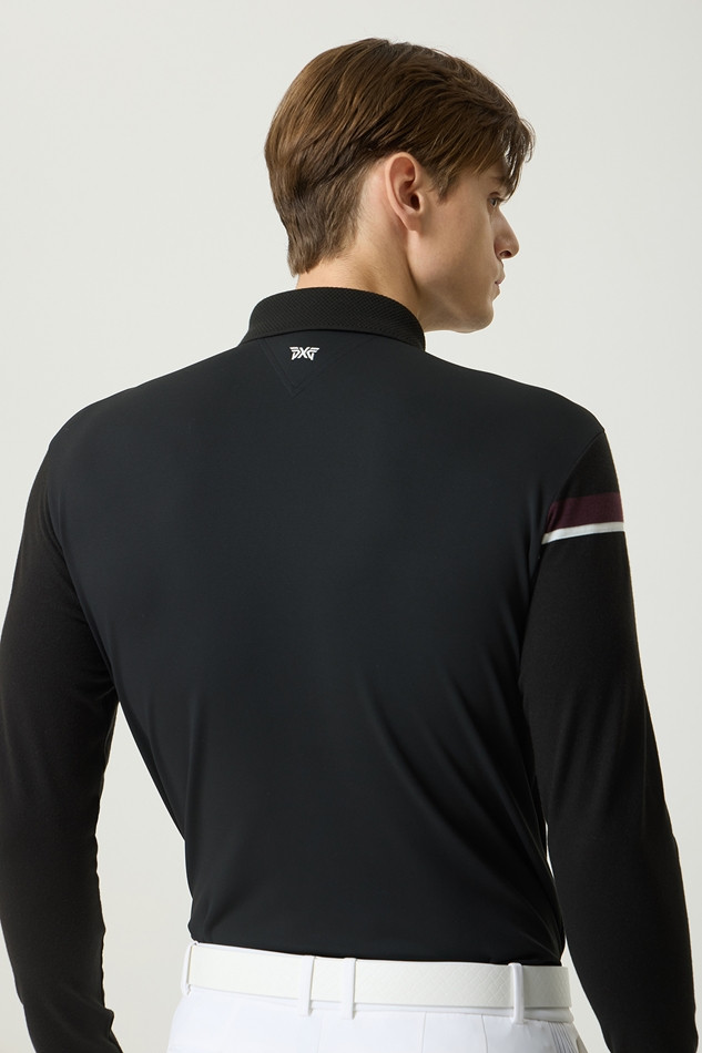 KNIT HYBRID COLLAR LONG-SLEEVE