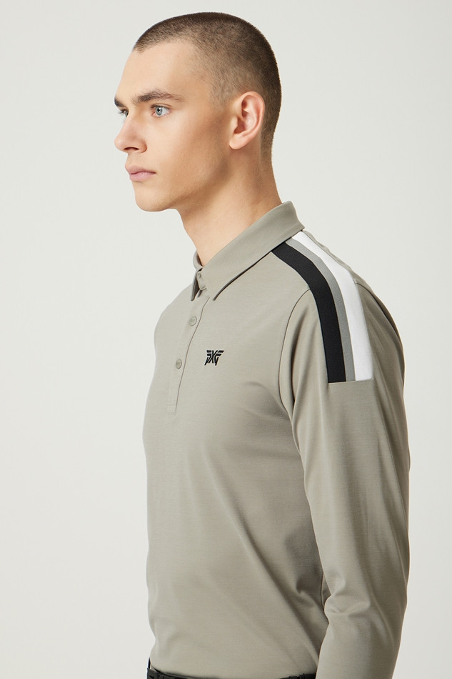 COLOR BLOCKED COLLAR LONG-SLEEVE