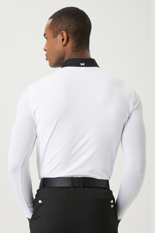SUMMER COLOR BLOCKED COOL SLEEVE COLLAR LONG-SLEEVE