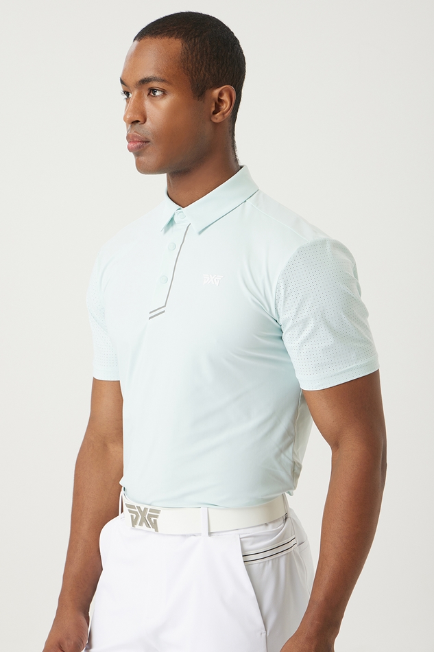 SUMMER ESSENTIAL PERFORATED COLLAR SHORT-SLEEVE