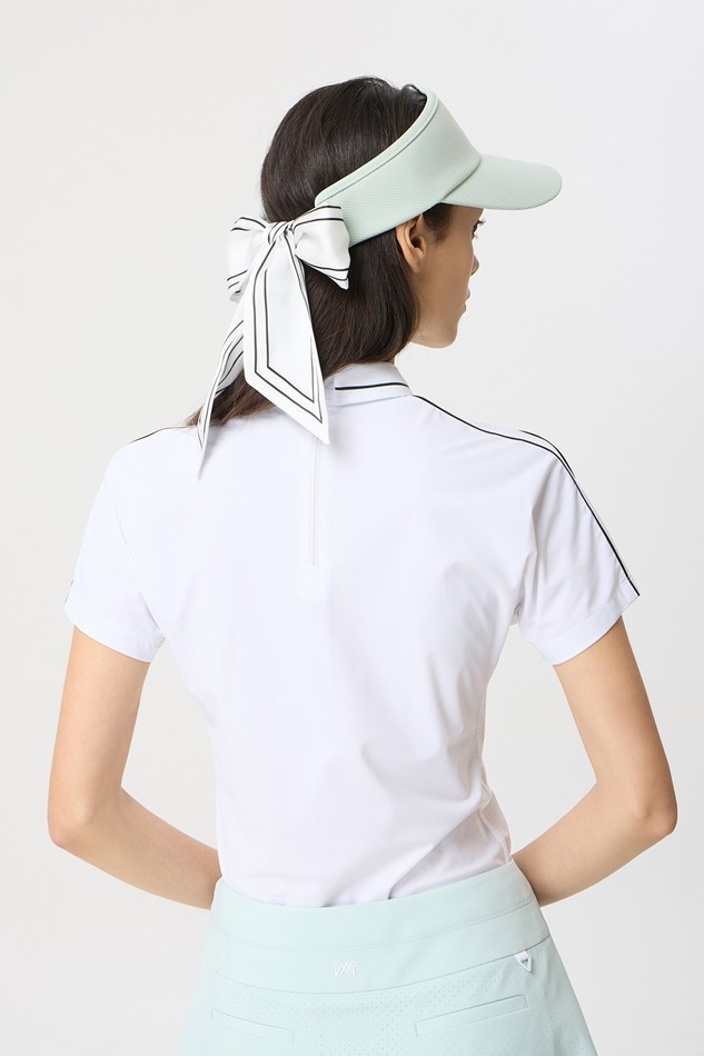 WOMENS SUMMER PERFORATED COLLARED SHORT-SLEEVE