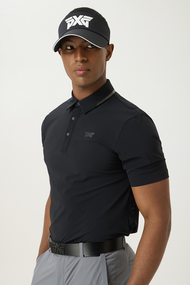 SUMMER LINE POINT PERFORATED COLLAR SHORT-SLEEVE