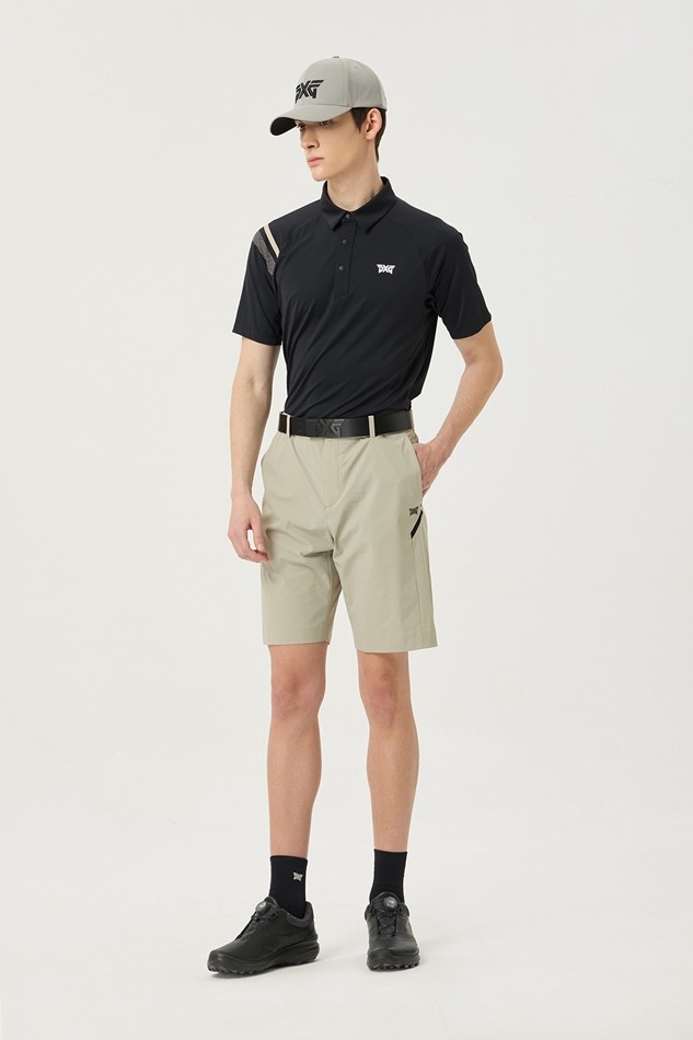 SUMMER SHOULDER POINT PERFORATED COLLAR SHORT-SLEEVE