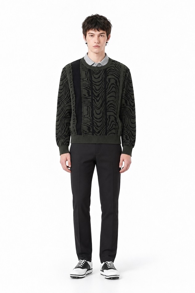 MEN DAMASCUS ROUND NECK SWEATER PKFCM410651 KHAKI 상품 이미지 3