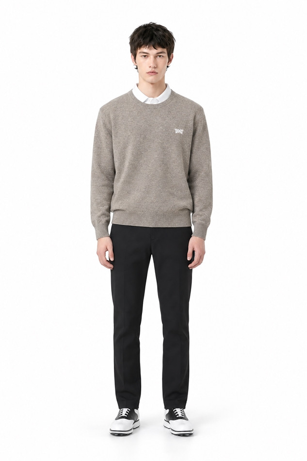 MEN CASHMERE ROUND NECK SWEATER PKFCM410705 BEIGE 상품 이미지 3