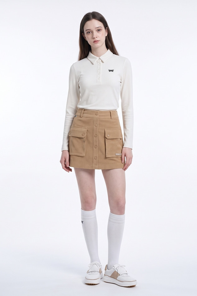 WOMEN TEXTURED LONG SLEEVE PKFCW210901 WHITE 상품 이미지 3
