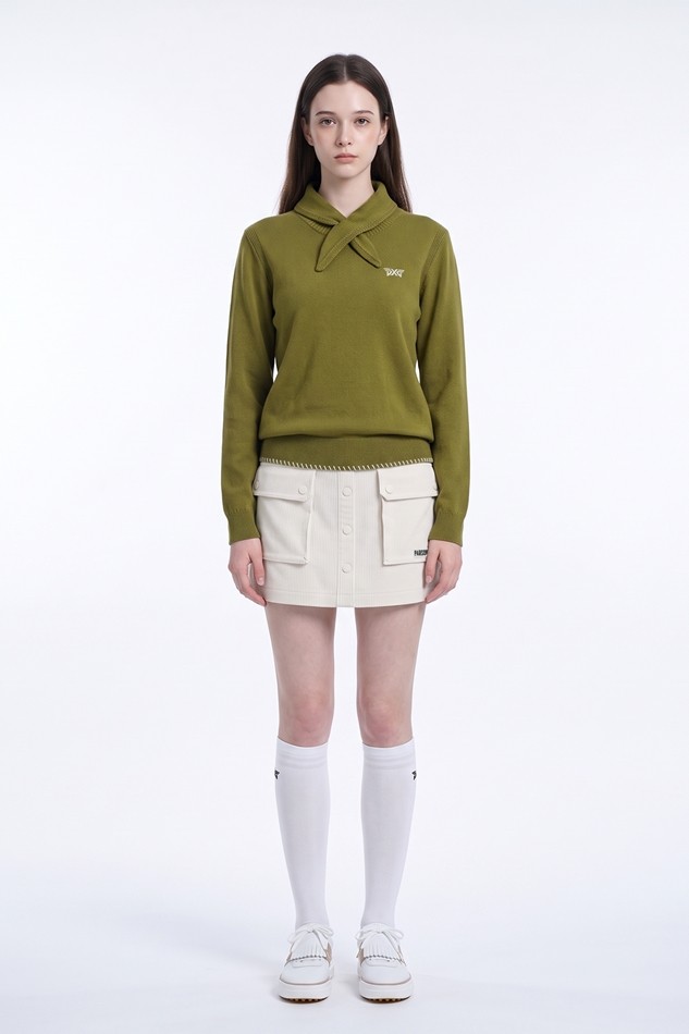 WOMEN CASHMERE SWEATER PKFCW410908 MOSS GREEN 상품 이미지 3