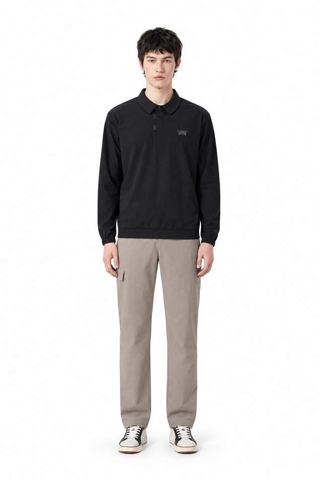 MEN WOVEN COLLAR LONG SLEEVE PKFPM210721 BLACK 상품 이미지 3