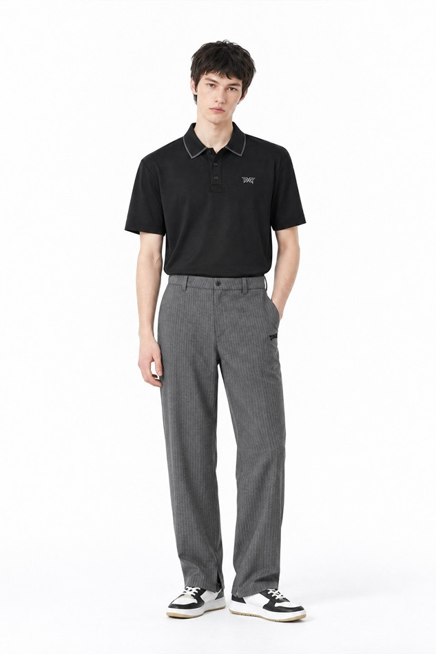 MEN ONE POINT COLLAR SHORT SLEEVE PKFPM220221 BLACK 상품 이미지 3