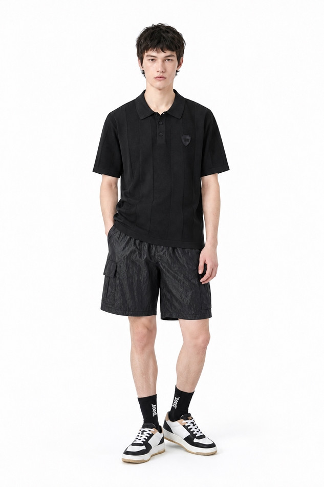 MEN SHORT-SLEEVED SWEATER PKFPM410121 BLACK 상품 이미지 3