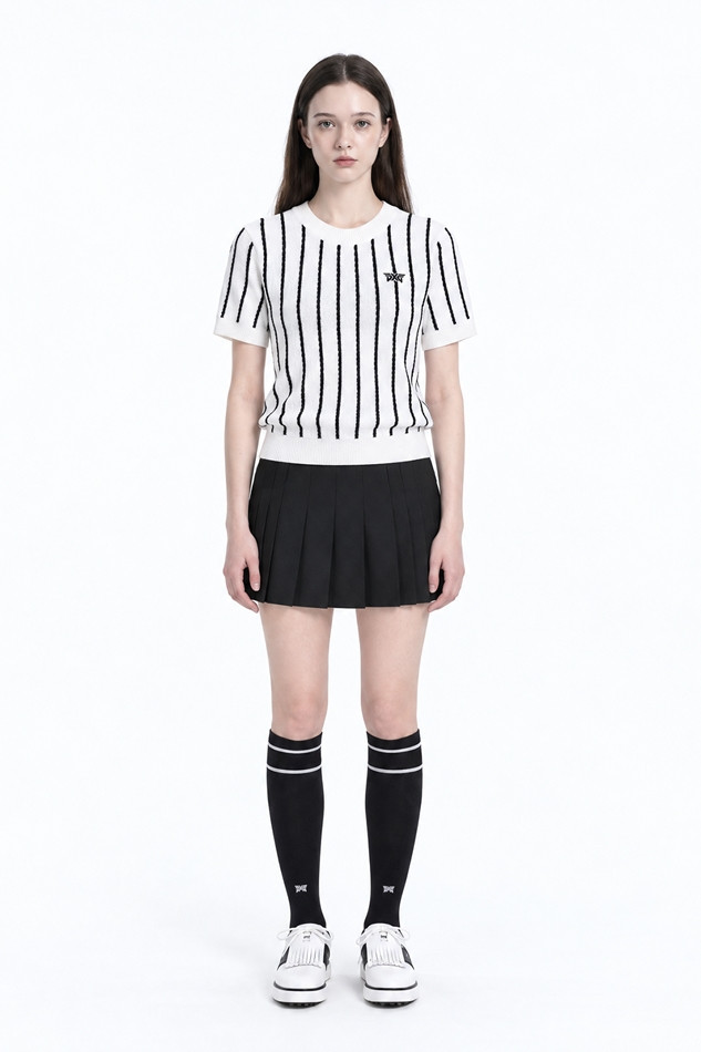 WOMEN SHORT-SLEEVE SWEATER PKFPW410101 WHITE 상품 이미지 3