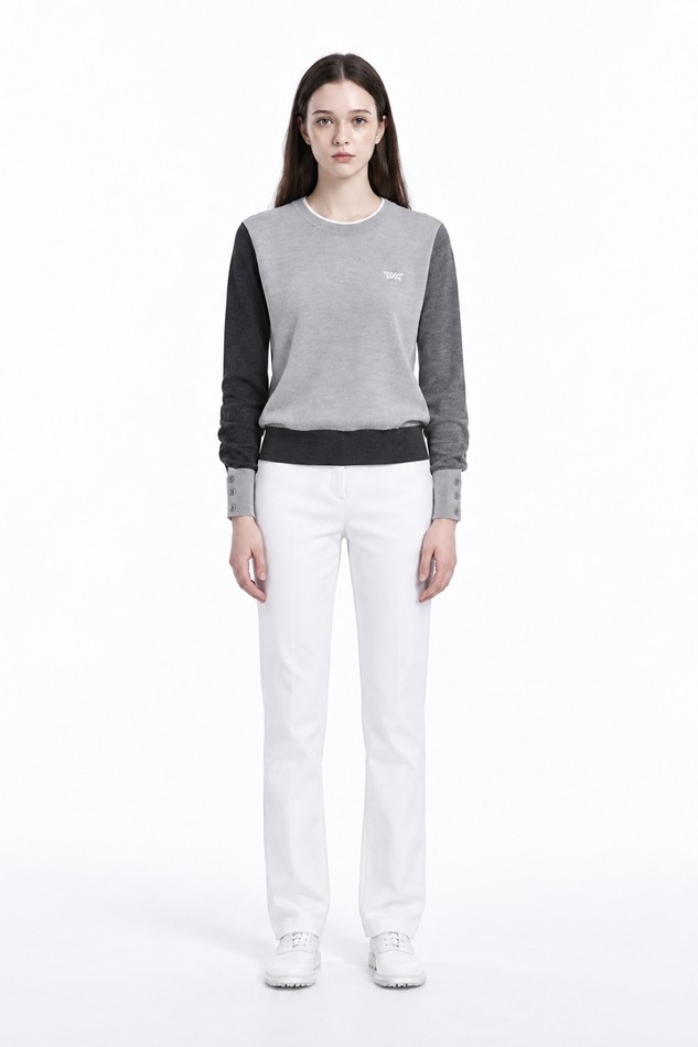 WOMEN TEXTURE MIX SWEATER PKFPW410412 M/GREY 상품 이미지 3