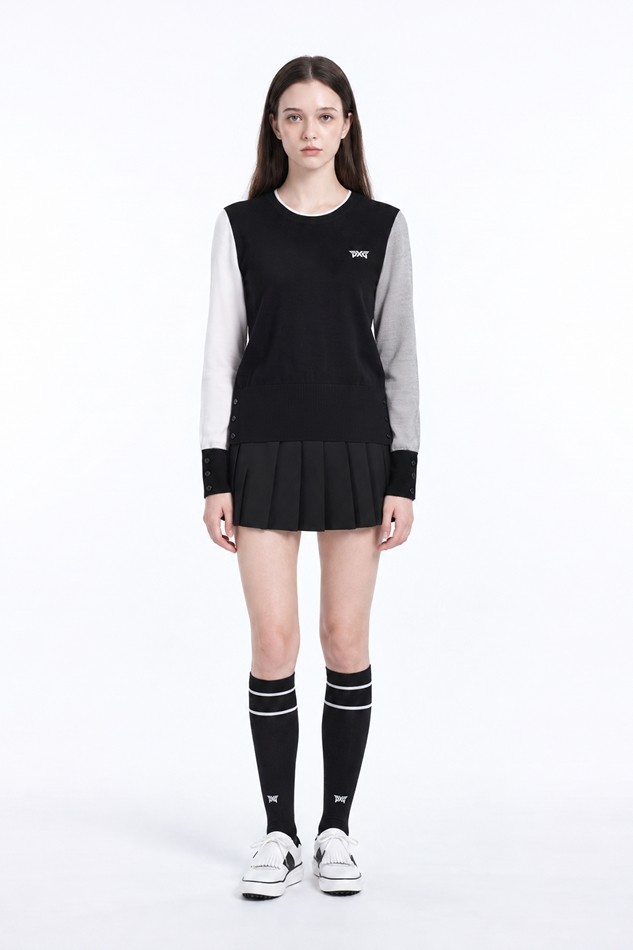 WOMEN TEXTURE MIX SWEATER PKFPW410421 BLACK 상품 이미지 3