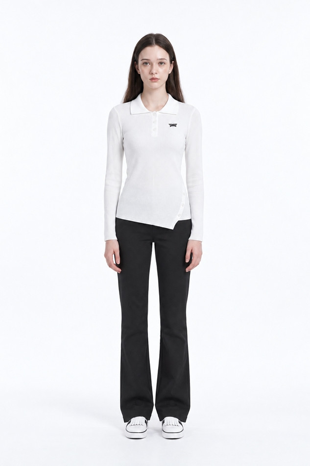 WOMEN RIBBED COLLAR SWEATER PKFPW410501 WHITE 상품 이미지 3
