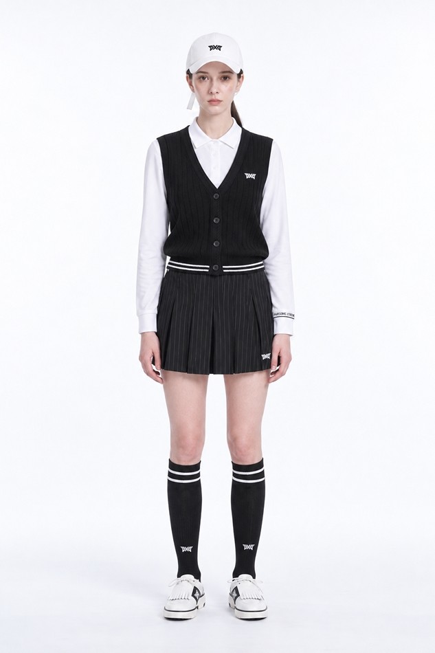 WOMEN OPEN FRONT KNIT VEST PKFPW420221 BLACK 상품 이미지 3