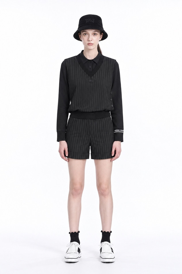 WOMEN STRIPED SHORTS PKFPW520121 BLACK 상품 이미지 3