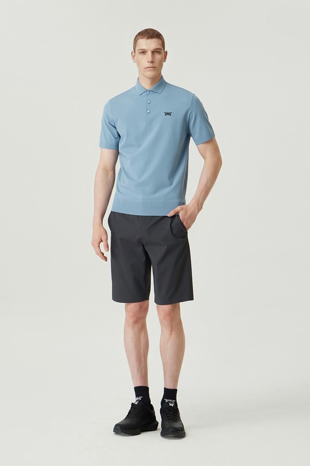 MEN ESSENTIAL SHORT SLEEVE COLLAR SWEATER