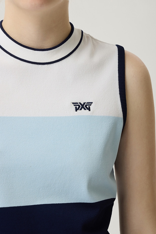 WOMEN COLOR BLOCK KNIT SLEEVELESS