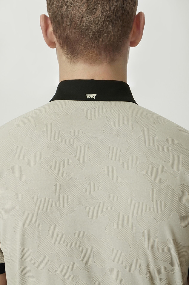 MEN MESH JACQUARD COLLAR SHORT SLEEVE