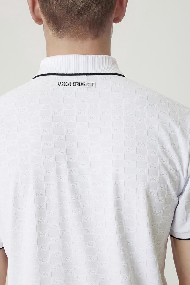 MEN JACQUARD PATTERN COLLAR SHORT SLEEVE