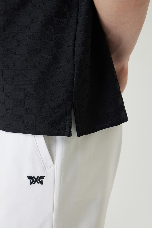 MEN JACQUARD PATTERN COLLAR SHORT SLEEVE
