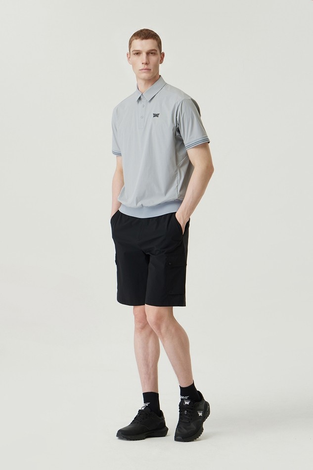 MEN WOVEN LOOSE FIT COLLAR SHORT SLEEVE