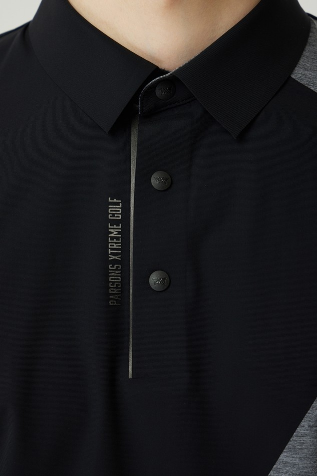 MEN COLOR BLOCKED COLLAR SHORT SLEEVE
