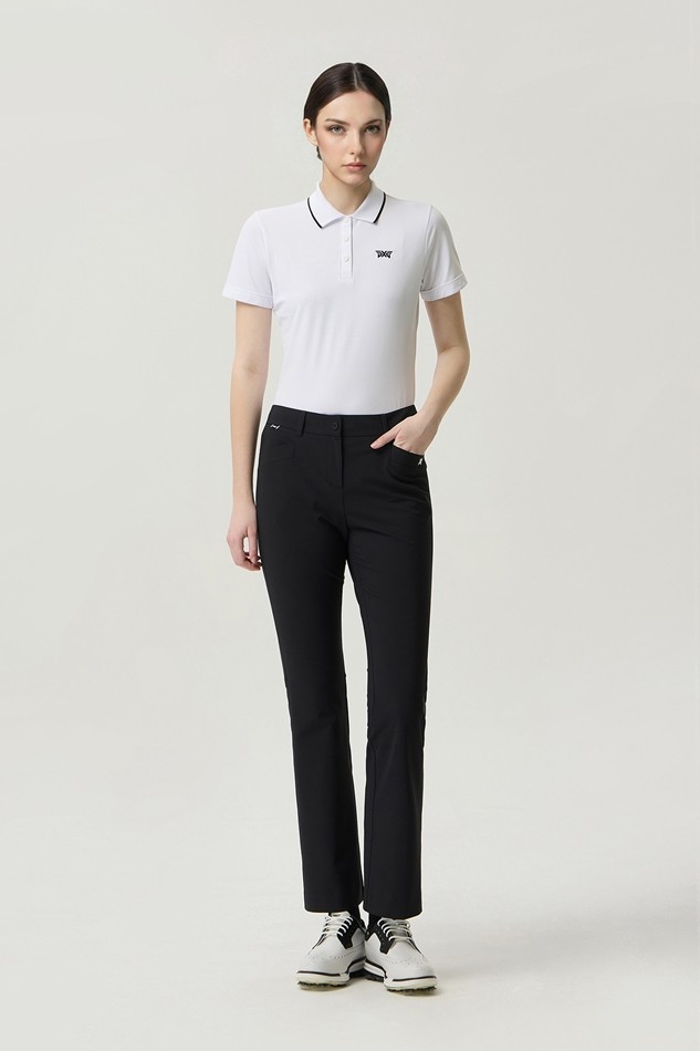 WOMEN BASIC COLLARED SHORT SLEEVE