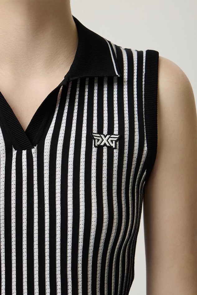 WOMEN COLLARED KNIT SLEEVELESS