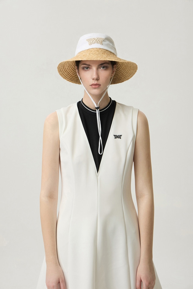 WOMEN COLORBLOCK RAFFIA HAT